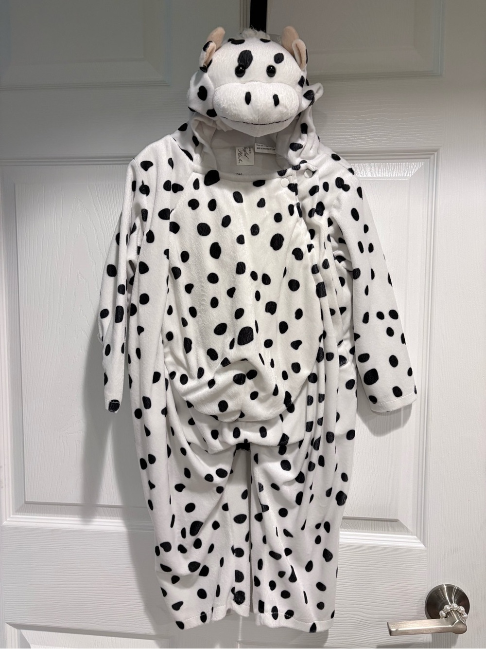 Kids Hooded Cow Costume- White with Black Spots